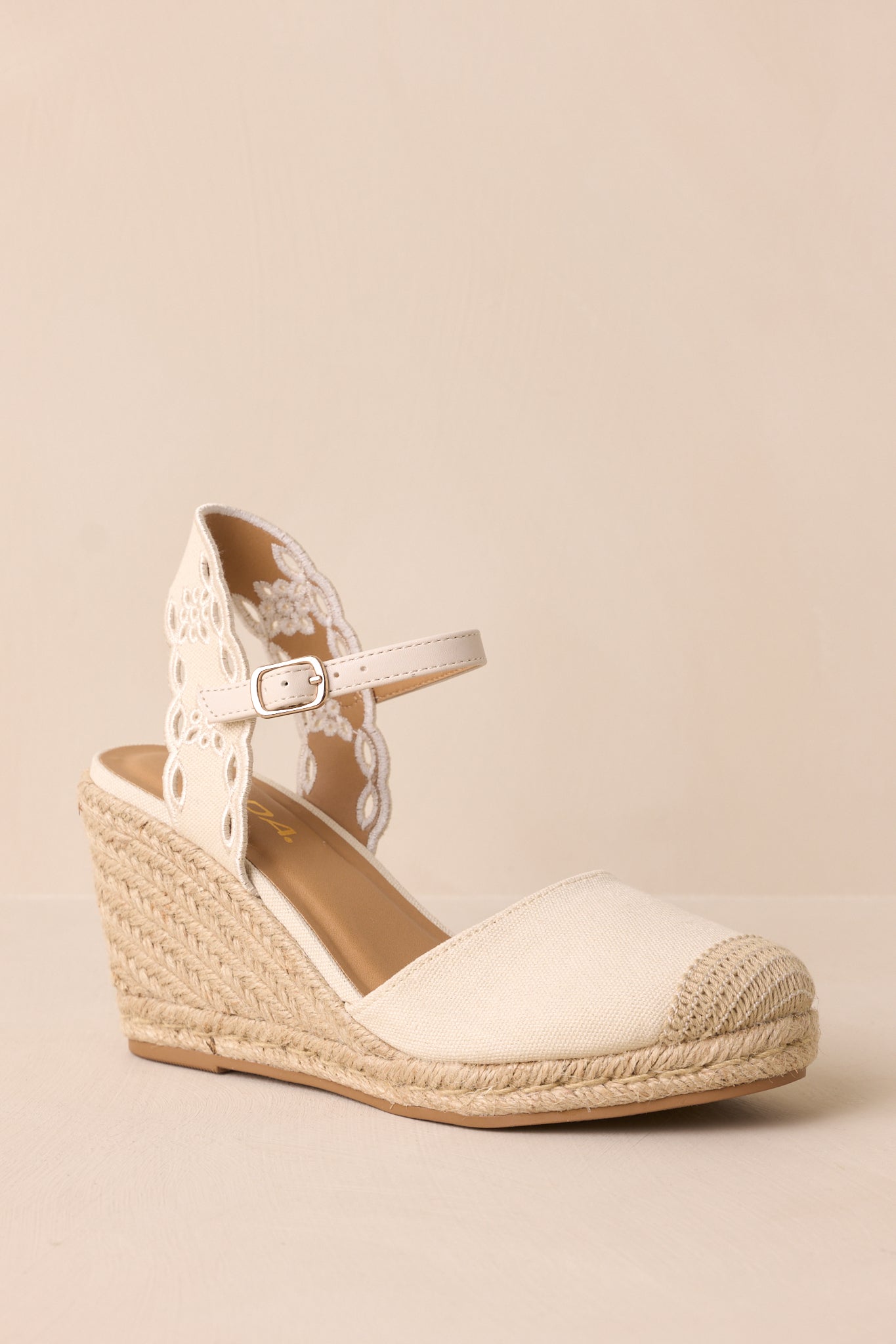 Along The Shore Beige Espadrille Platform Wedges