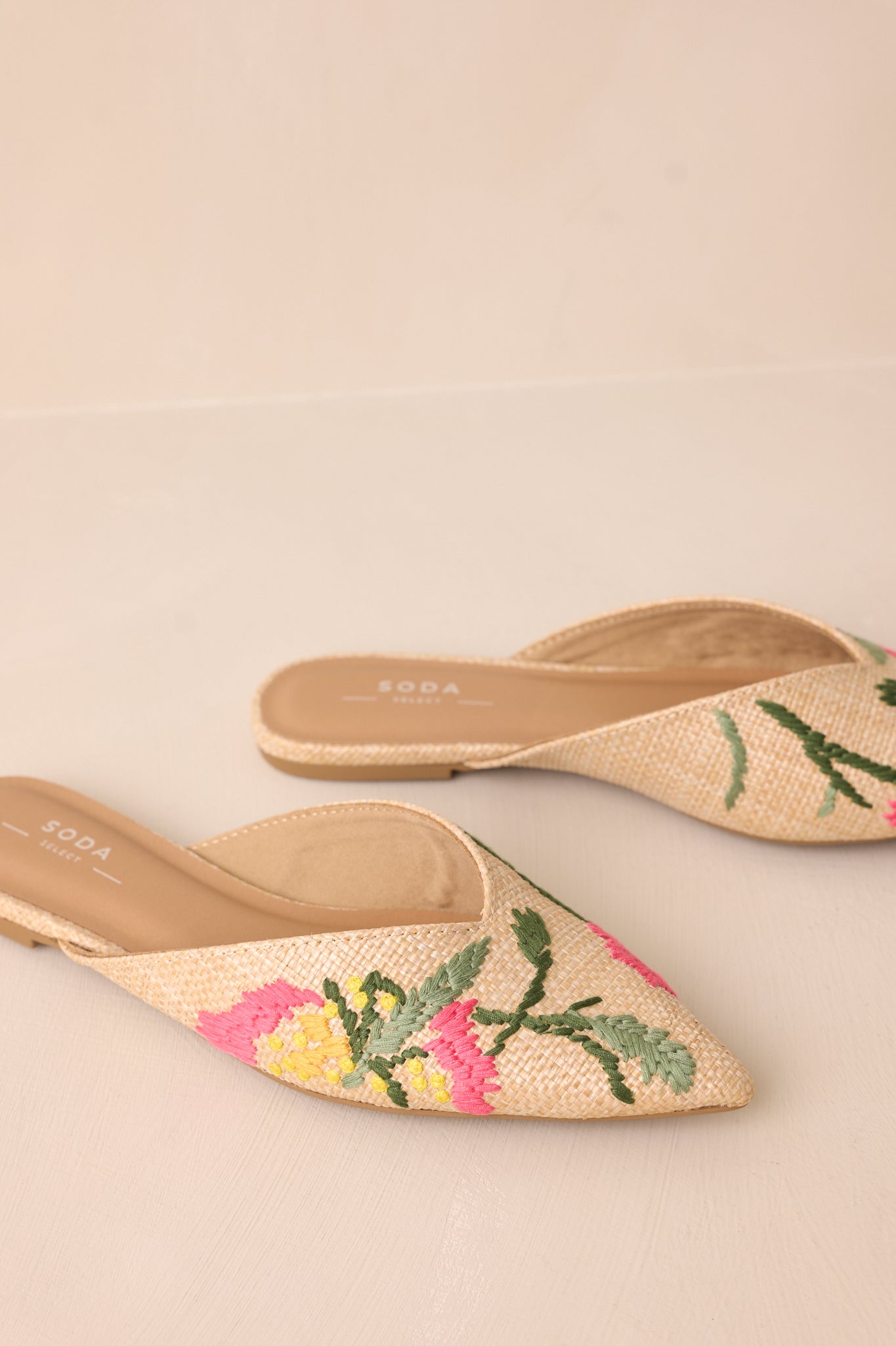 Wildflower Wander Natural Raffia Pointed Toe Flat