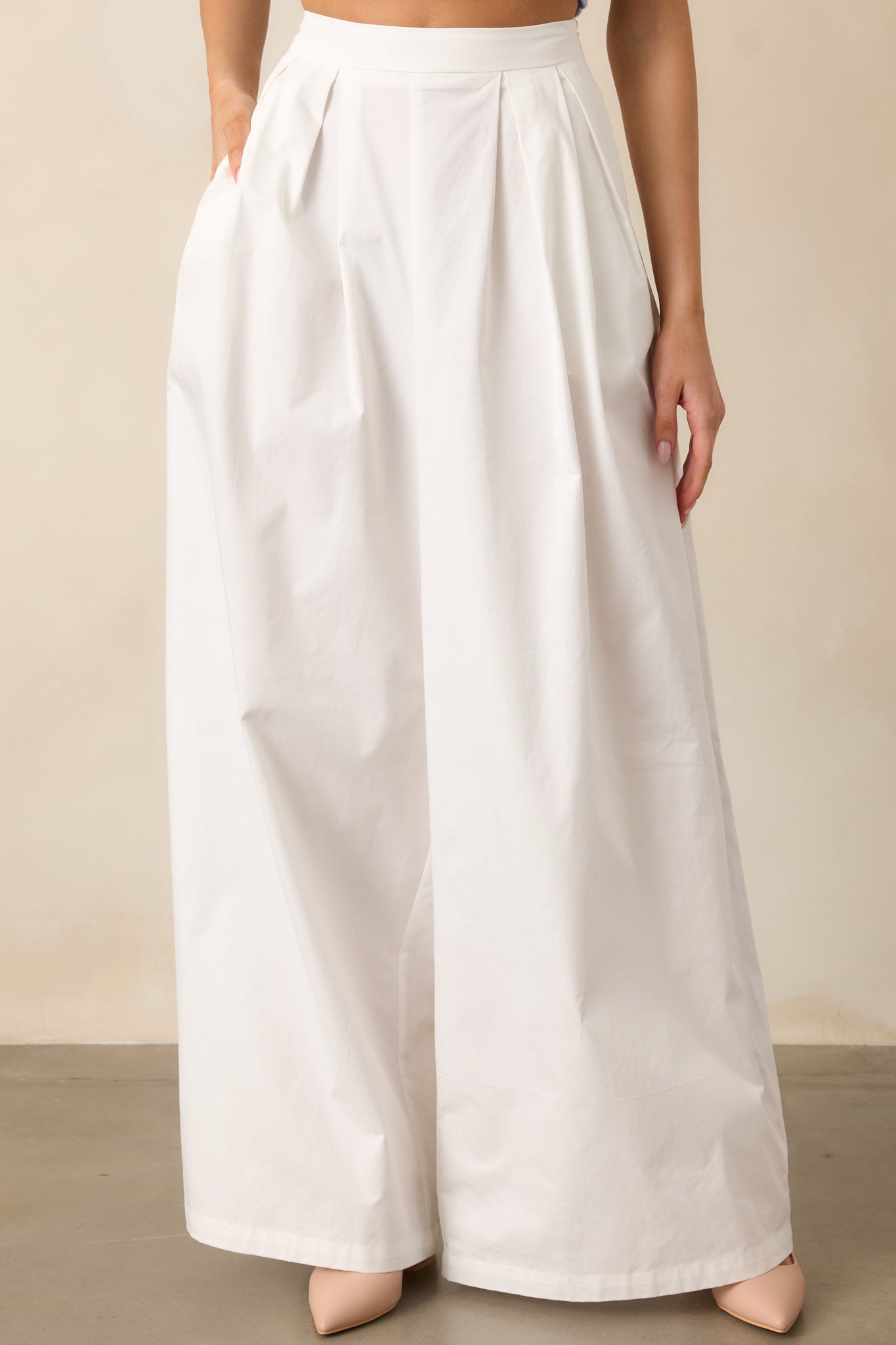 Everyday Bliss Cotton White Wide Leg Pants