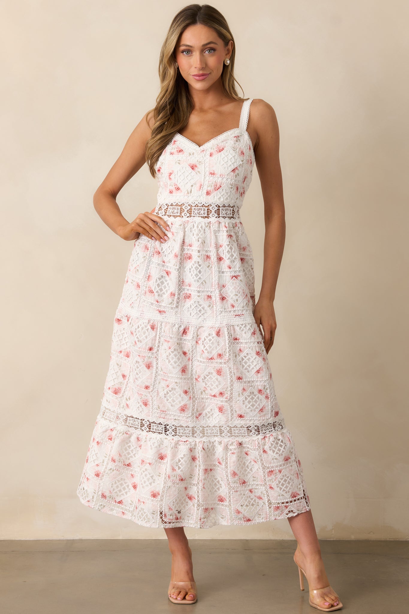 Classical Ballet White Embroidered Midi Dress