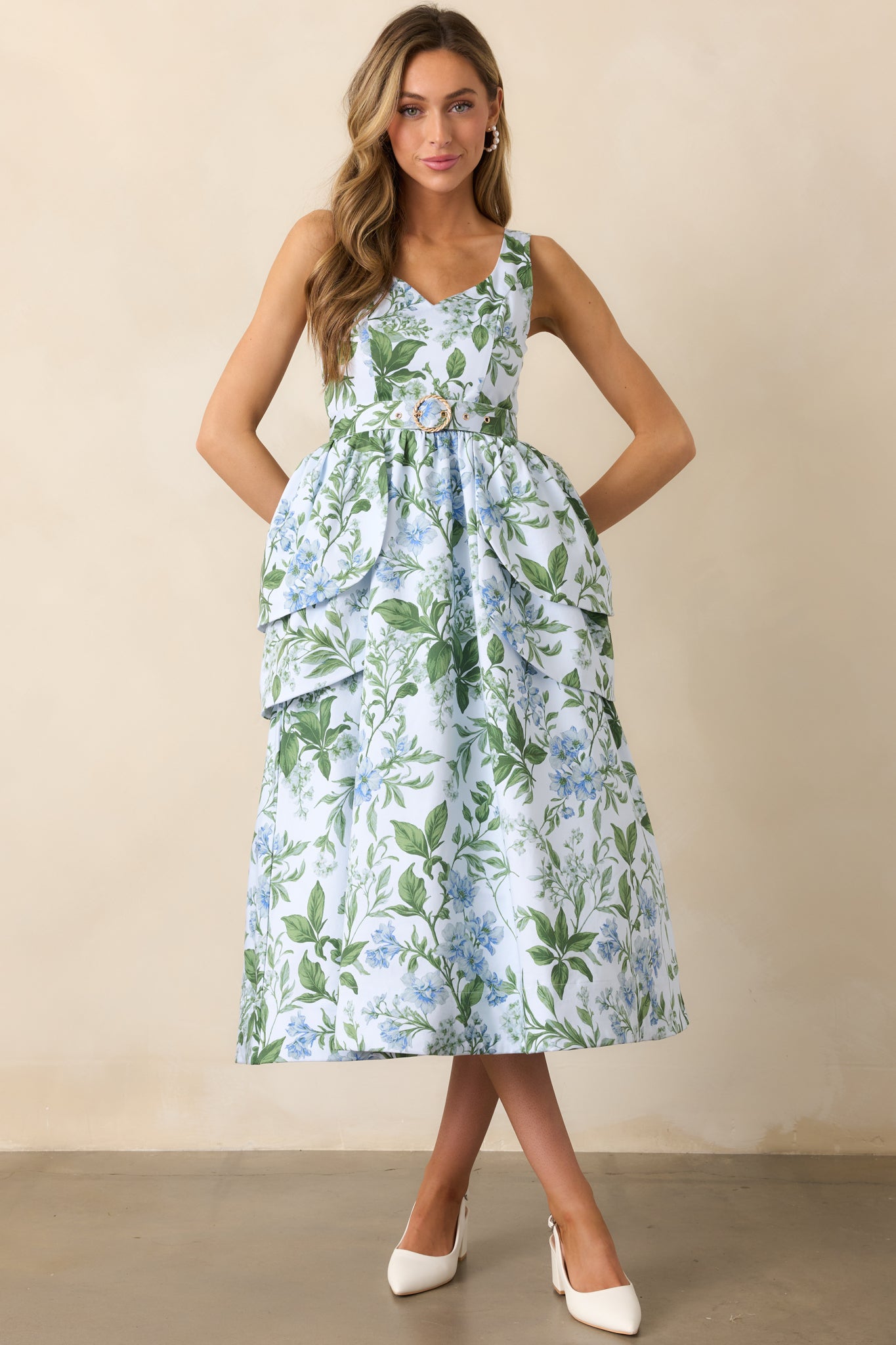 Diana Blue Lilacs Botanical Petal Maxi Dress