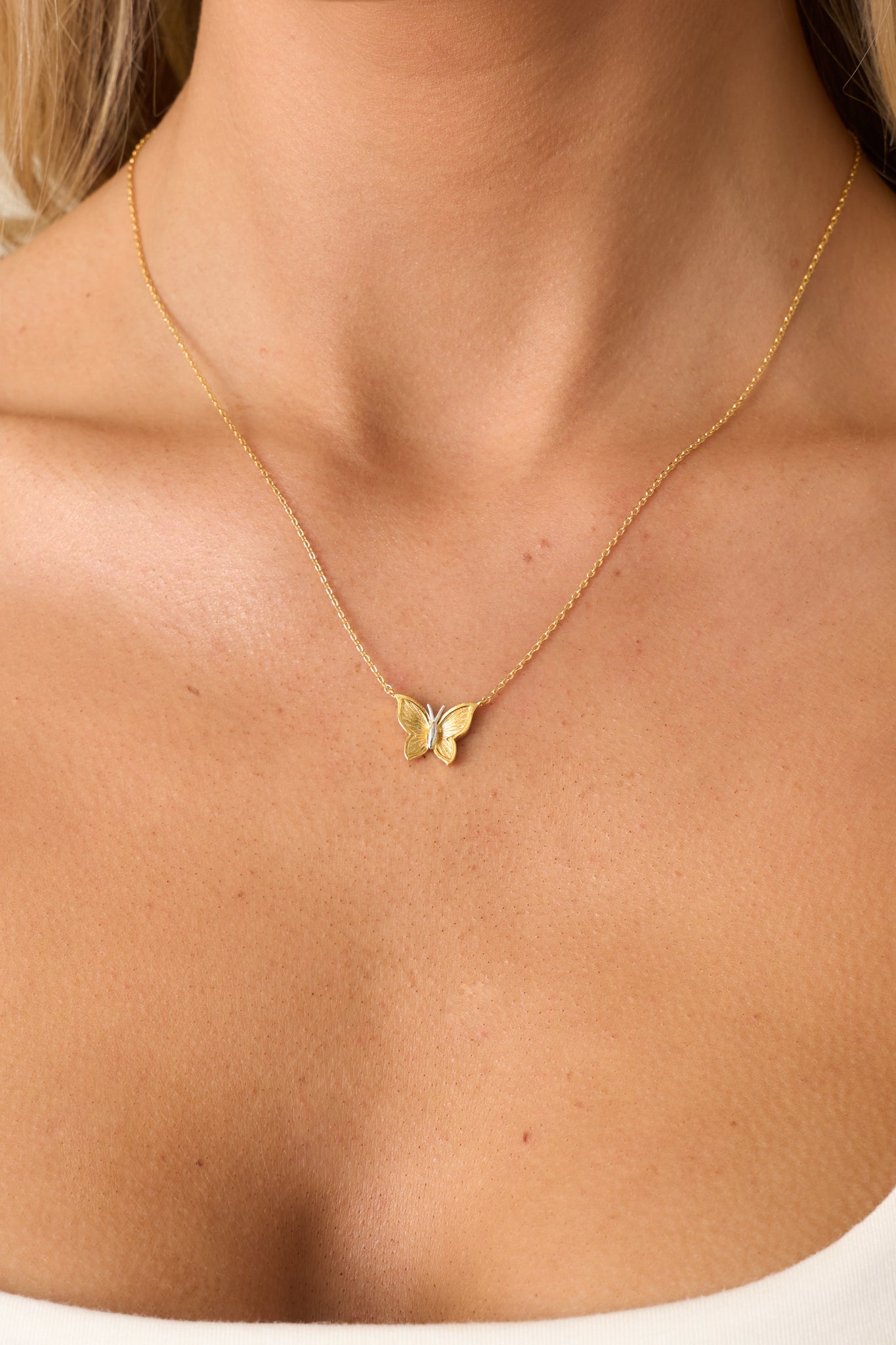 Taking Flight Gold Butterfly Necklace