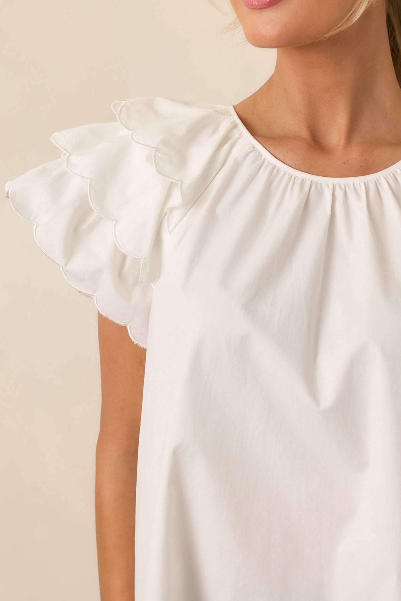 Bianca White Scallop Top