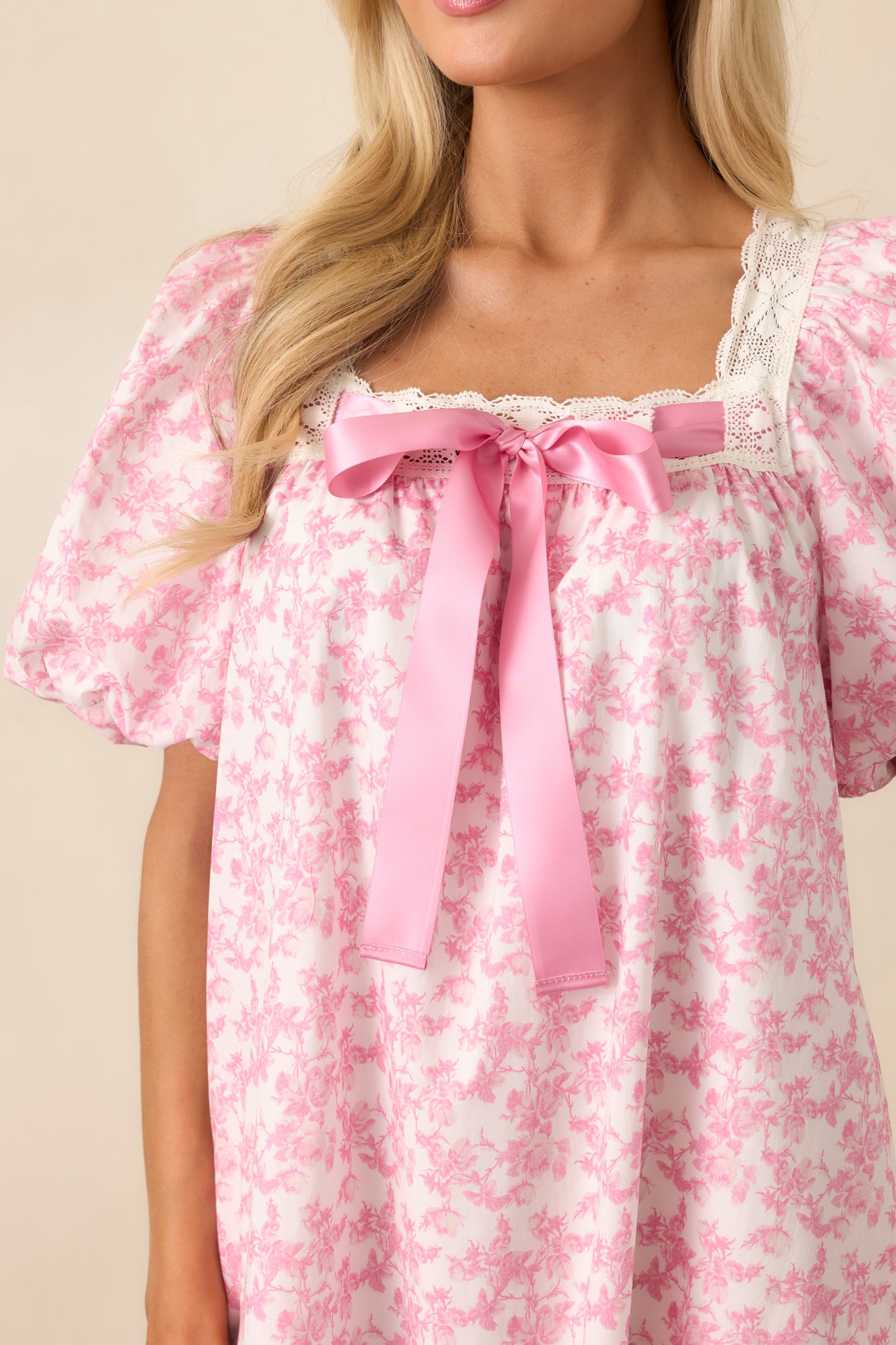 Frolic Through Fields Cotton Pink Floral Mini Dress